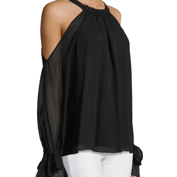BCBGMaxAzria Fatima Cold-Shoulder Silk Chi… - Picture 3 of 7